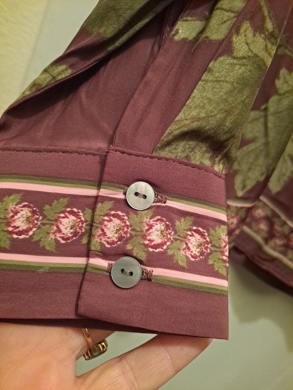 Rose & Olive button-down shirt vibrant pink and green Floral Pattern - Picture 5 of 16